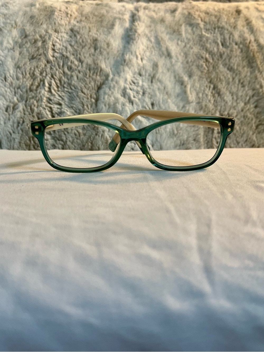 Furla Women’s Turquoise with checkered arms Rectangle optical Frames